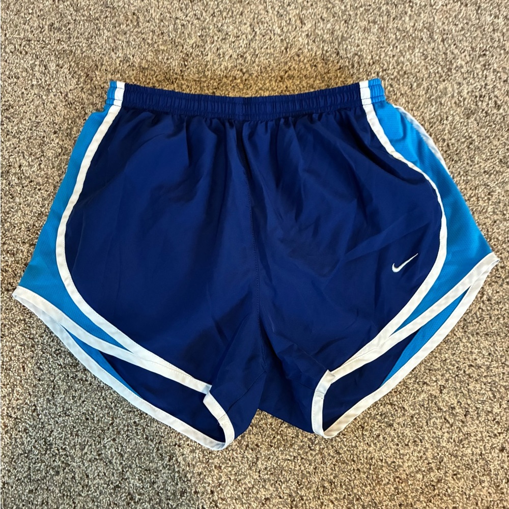 Nike Women's Athletic Shorts in Navy and Light Blue